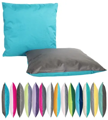 Produktbild von JACK 2-farbiges Wende Outdoor Lounge Kissen 45x45cm Dekokissen inkl. Füllung Wasserfest Sitzkissen Garten Stuhl Lotus Effekt, Farbe:Petrol - Anthrazit