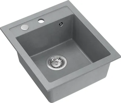 Produktbild von QUADRON Spülbecken 1-Becken Spüle | Größe: 50 x 43 x 20 cm | JOHNNY 100 | Küchenspüle Granitspüle aus GraniteQ mit Siphon | Grau & Stahl