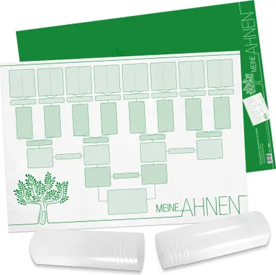 Produktbild von itenga Ahnentafel "Meine Ahnen" 5 Generationen DIN A2 250 g/m² Papier gerollt
