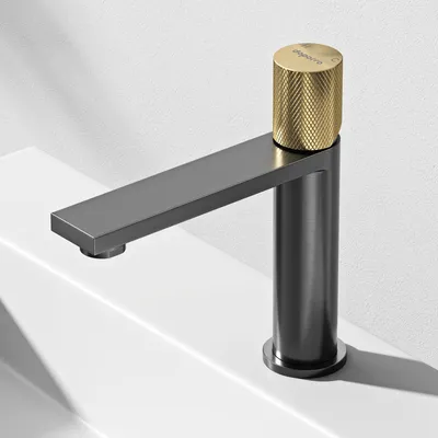 Produktbild von Mai & Mai Wasserhahn Bad Waschtischarmatur Einhebelmischer Mischbatterie Bad Armatur aus Edelstahl mit Wassersparfunktion Grau 17.7cm Fino-01