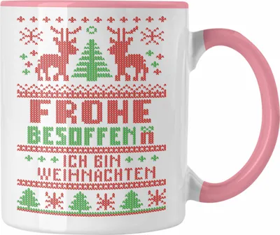 Produktbild von Trendation - Weihnachten Tasse Ich Bin Weihnachtstasse Weihnachtstassen Lustig Glühwein Becher Geschenk Tassen Weihnachtsmarkt Frauen Männer (Rosa)