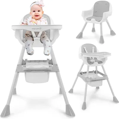 Zdjęcie produktu dla Krzesło dla dziecka - Krzesło do karmienia - Bezpieczne karmienie - Funkcja 2 w 1 - 78 x 63 x 86 cm - Szare