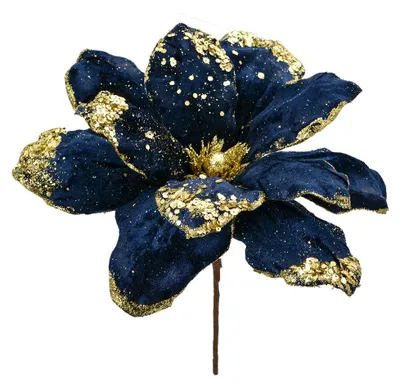 Image de Clayre & Eef Fleur artificielle poinsettia Ø 24x27 cm bleu plastique