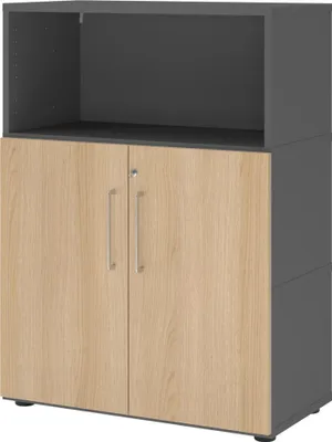 Produktbild von Hammerbacher Regal FlexWall Türen 3OH graphit/eiche