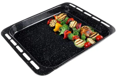 Image de Plaque de cuisson émaillée - Profonde - 45,5 x 36 x 5 cm - Métal - Noir
