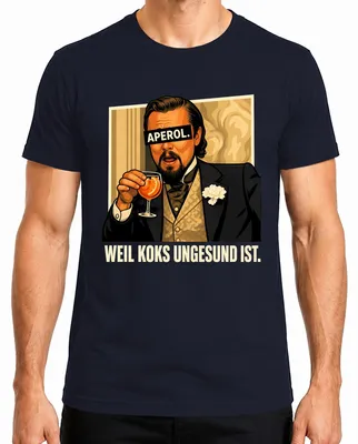 Imagen del producto de Camiseta para hombre, diseño "Aperol, Weil, Koks, Ungesund Ist Lustig Spritz", color azul marino, talla XXL