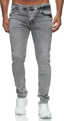 Produktbild von Reslad Jeans Herren Slim Fit Basic Herren-Hose Jeanshose Männer Jeans Hosen Stretch Denim RS-2091 Grau W38 / L34