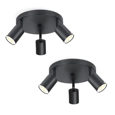 Produktbild von ZMH LED Deckenleuchte Schwarz 3 Flammig Deckenlampe 2ER Deckenstrahler Modern GU10 Metall Deckenspots Schwenkbar 330° für Wohnzimmer Schlafzimmer Flur