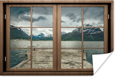 Produktbild von MuchoWow® Poster Aussicht - Wasser - Berge 60x40 cm - Schlafzimmerdekoration