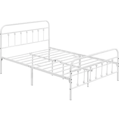 Produktbild von Yaheetech Bettrahmen Metallbett Bettgestell aus Metall mit Lattenrost, Modern Gästebett Jugendbett, 140 x 200 cm Weiß