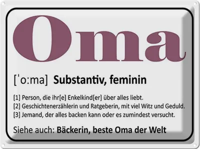 Produktbild von vianmo Blechschild 30x40 cm Oma Bäckerin beste Welt Spruch Zitat