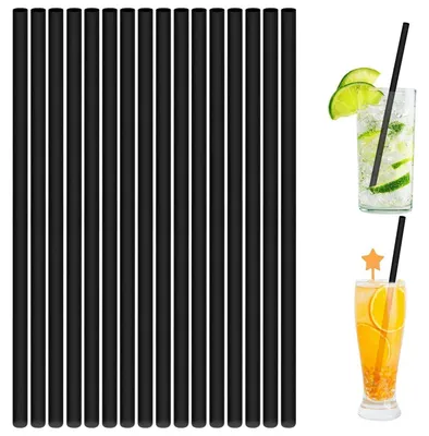 Produktbild von Strohhalme wiederverwendbar 100 Stück Schwarz 21 cm für Partys Smoothies Cocktails