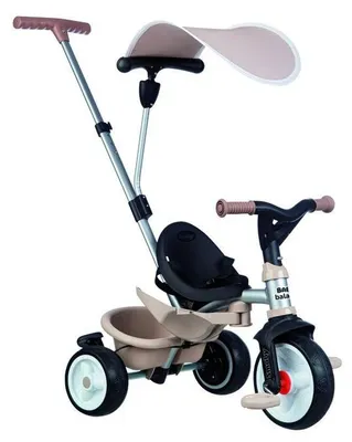Image de SMOBY Tricycle Évolutif 3 en 1 Baby Balade Beige, Norme Poussette EN 1888-1, Canopée UV, Pneus Silencieux, Dès 10 Mois