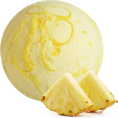 Produktbild von Badebombe mit Ananasduft, sprudelnd, schaumbildend und pflegend mit Kokosnussöl, 180 g