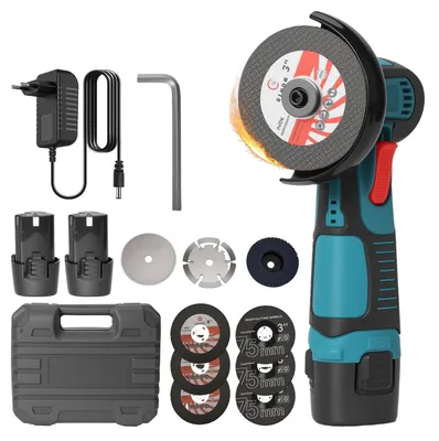 Obrázok produktu pre Akumulátorový mini uhlová brúska – multifunkčné zariadenie – 2 batérie – 12 V – 18 000 otáčok/min – kotúč na rezanie 75 mm – pre použitie na plastoch (ABS) a kove