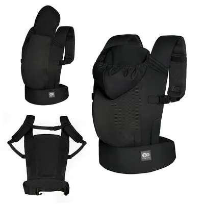 Obrázek produktu pro Ergonomické nosítko Kinderkraft CARRYBEE, od 3 měsíců do 20 kg, 2 polohy nošení, lehké, prodyšné, bavlna, s kapucí, černé