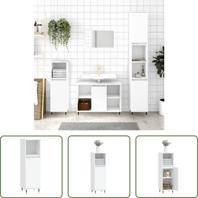 Produktbild von The Living Store Badschrank Weiß 30x30x100 cm Holzwerkstoff