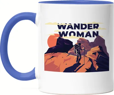 Produktbild von Wander Woman Tasse Blau Berg Berge Hügel Wanderroute Wanderweg Gipfel Wanderschuhe Bergsteigen Sport