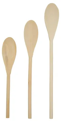 Immagine prodotto di Set di cucchiai da cucina in legno, 3 pezzi, modello molto semplice, 20 - 26 - e 30 cm