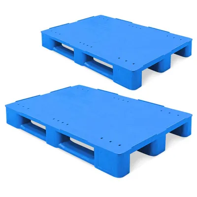 Produktbild von 2 Kunststoffpaletten im Euromaß, LxBxH 1200x800x145 mm, geschlossen, blau