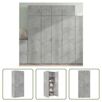 Produktbild von The Living Store Highboard Betongrau 80x42,5x185 cm Holzwerkstoff