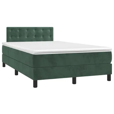 Productafbeelding van Boxspringbed met matras, donkergroen, 120x190 cm, fluweel