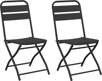 Image de vidaXL Chaise de jardin pliante, lot de 2, anthracite, 42 x 52 x 82 cm