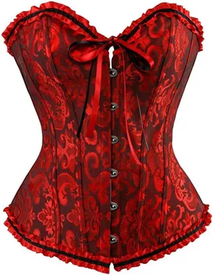 Produktbild von Gotisches Damenkorsett mit Büstendesign in Schwarz und Rot, Größe M