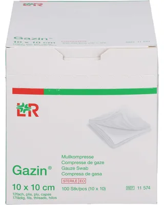 Produktbild von Gazin Mullkompresse 10x10cm 12fach steril, 10X10 St KOM