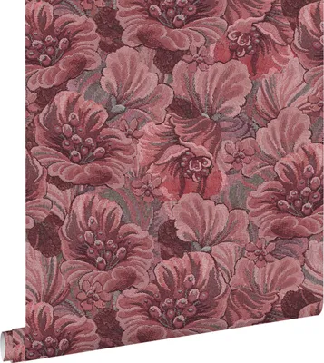 Obrázek produktu pro Tapeta ESTAhome s vyšívaným květinovým vzorem, barva fialová, rozměry 50 x 900 cm