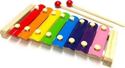 Produktbild von Kinder Glockenspiel mit 2 Schlägel 8 Farbigen Platten Xylophon Musikinstrument Metallophon