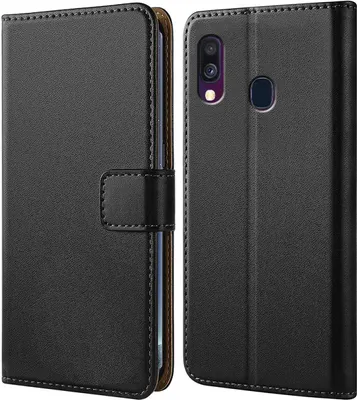 Produktbild von Handy Tasche für Samsung Galaxy A40 Schutzhülle Bookstyle Etui Klapphülle Wallet Flip Cover Case Schwarz