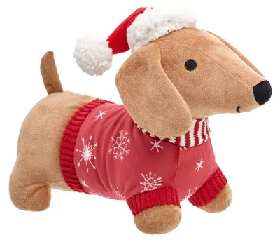 Produktbild von Roter und grüner Weihnachtshund aus Plüsch