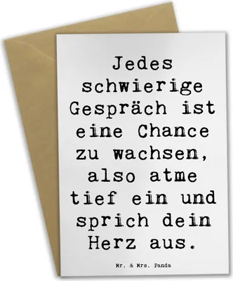 Produktbild von Mr. & Mrs. Panda babykarte Spruch Ein schwieriges Gespräch führen - Weiß - Geschenk, herausfordernde Gespräche, motivierende Botschaften, glückwunschkarten, Grußkarte