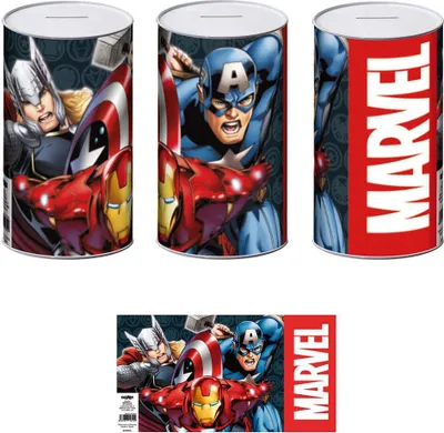 Obrázok produktu pre Marvel Kovová pokladnička L 10x10x17,5 cm Avengers Viacfarebná Viacfarebná Jedna veľkosť