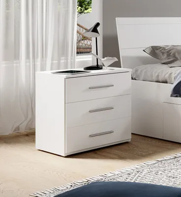 Produktbild von Nachtkonsole Beta Nachtschrank 46x41x56cm weiß mit Schubladen