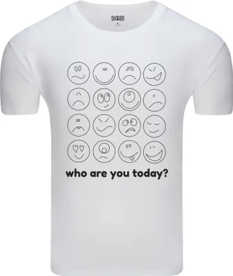 Immagine prodotto di T-shirt da uomo Diarbo con stampa divertente Chi sei oggi? Bianco taglia XXL