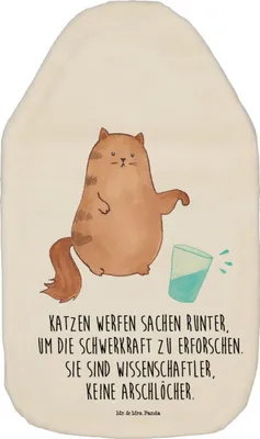 Produktbild von Mr. & Mrs. Panda Wärmflasche Katze Wasserglas - Weiß - Geschenk, Katzen, Wärmflaschen, Wärmekissen, Flauschige, heißwasserbeutel, heißwasserflasche, Cat, Wasser, Cats