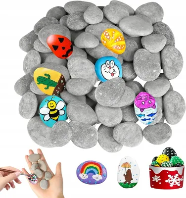 Produktbild von DIY 60 Natürliche Malsteine Strandsteine Dekorationen 3-5 cm
