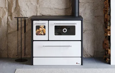 Produktbild von Küchenofen Holzherd 701-G Omega weiß, rechte Version - 9,18 kW