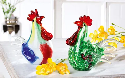 Obrázek produktu pro Gilde Figur, Huhn, "Carlo", Glas, mehrfarbig, VE 2, 2fach sortiert, L. 8 cm, B. 13 cm, H. 13 cm