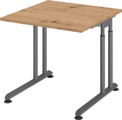 Produktbild von bümö Schreibtisch Serie-Z - Nachbildung: Asteiche, Größe:  80 x 80 cm, Gestell: Graphit