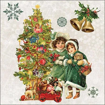 Produktbild von RP 20 Servietten Nostalgic Christmas - Nostalgische Kinder am Weihnachtsbaum 33x33cm