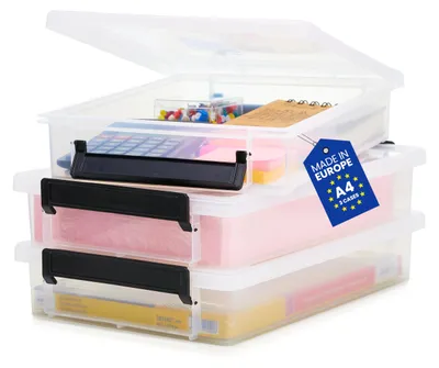 Produktbild von Iris Ohyama – 3er-Set Aufbewahrungsboxen – Dokumentenbox – Aufbewahrungsbox A4 –
