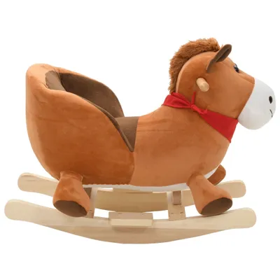 Immagine prodotto di Cavallo a Dondolo con Schienale in Peluche 60x32x50 cm Marrone