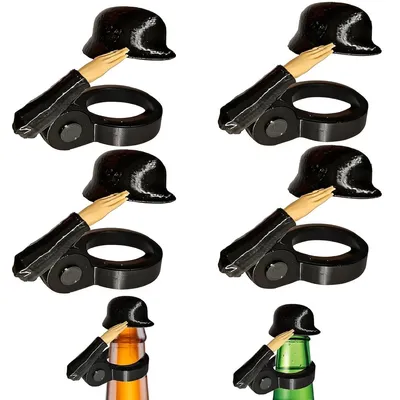 Produktbild von 4pcs Soldatenhelm für Bierflaschen, Bierflaschenverschluss mit Soldatengruß, salutierender Bierflaschenstopfen, Soldaten-Bierhelm