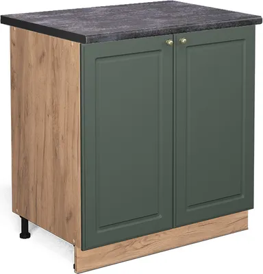 Produktbild von Küchenunterschrank Vicco Fame-Line Grün-Gold Landhaus 80 cm mit Regal, AP Anthrazit, Model 45451