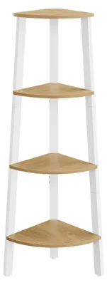 Obrázek produktu pro Rohová police – rohová knihovna – 4 úrovně – stabilní konstrukce – 33,4 x 33,4 x 125 cm