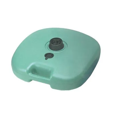 A green umbrella stand base on a white background.