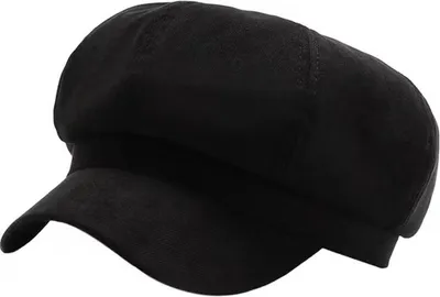 Produktbild von Damen Baskenmütze Schirmmütze Vintage Achteckigen Hut Sonnenhut, Farbe: Schwarz